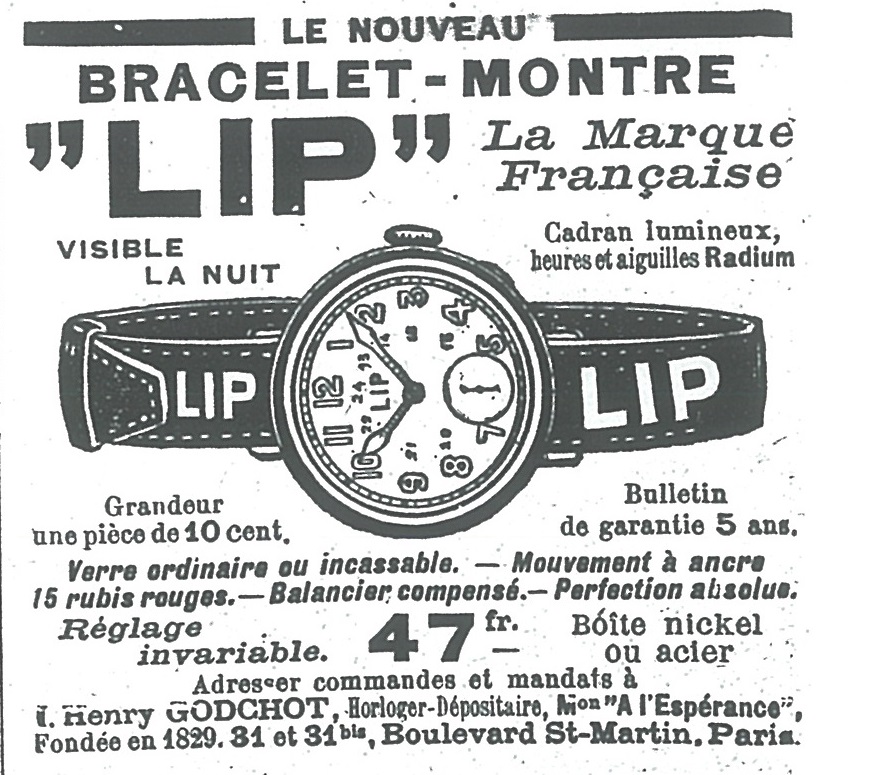 Lip Homme 8 janvier 1916 1ere Guerre Mondiale de poilu l'Illustration montre bracelet Lipmann