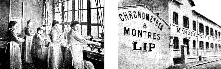 Atelier de polissage des boîtiers et cuvette - Entrée de l'usine Lip de la Mouillère 1908 @Enquête de la France Horlogère - MAUERHAN