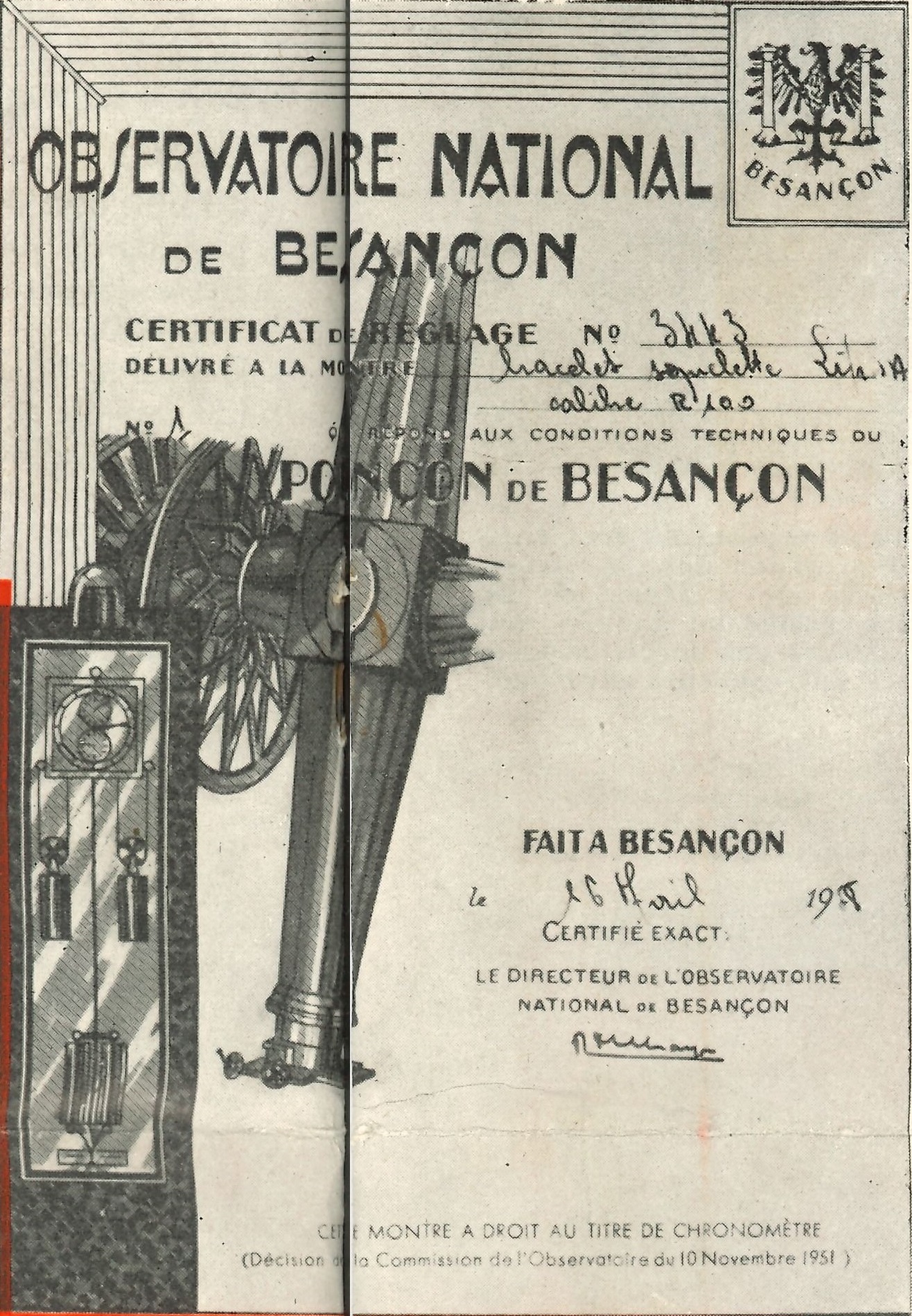 Bulletin Lip N° 25 Juillet 1958 Certificat chronométre Observatoire National de Besançon